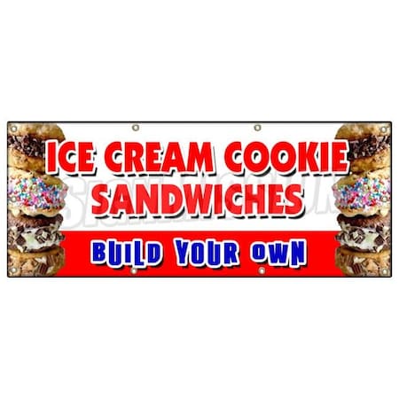 Signmission ICE CREAM COOKIE SANDWICHES BUILD YOUR OWN BANNER SIGN sundae soda B-96 Ice Cream Cookie Sandwic